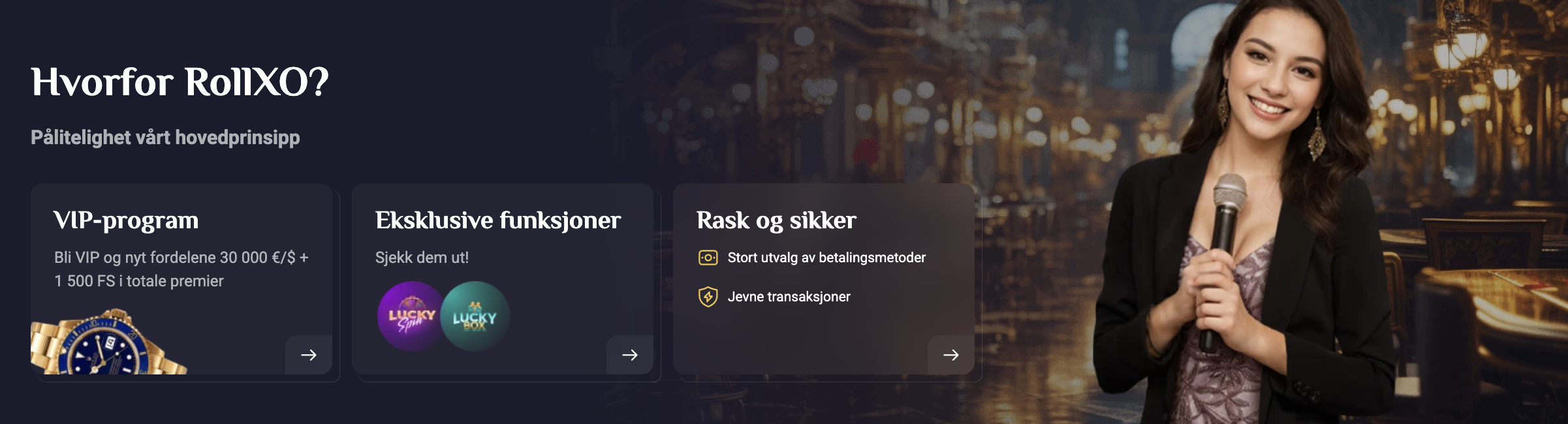 Roll XO Casino Bordspill med live dealere i Norge