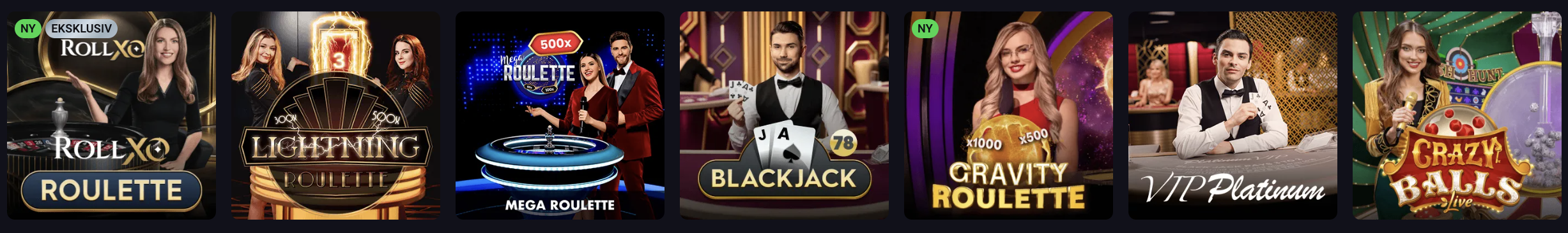 Roll XO Casino Bordspill med live dealere i Norge