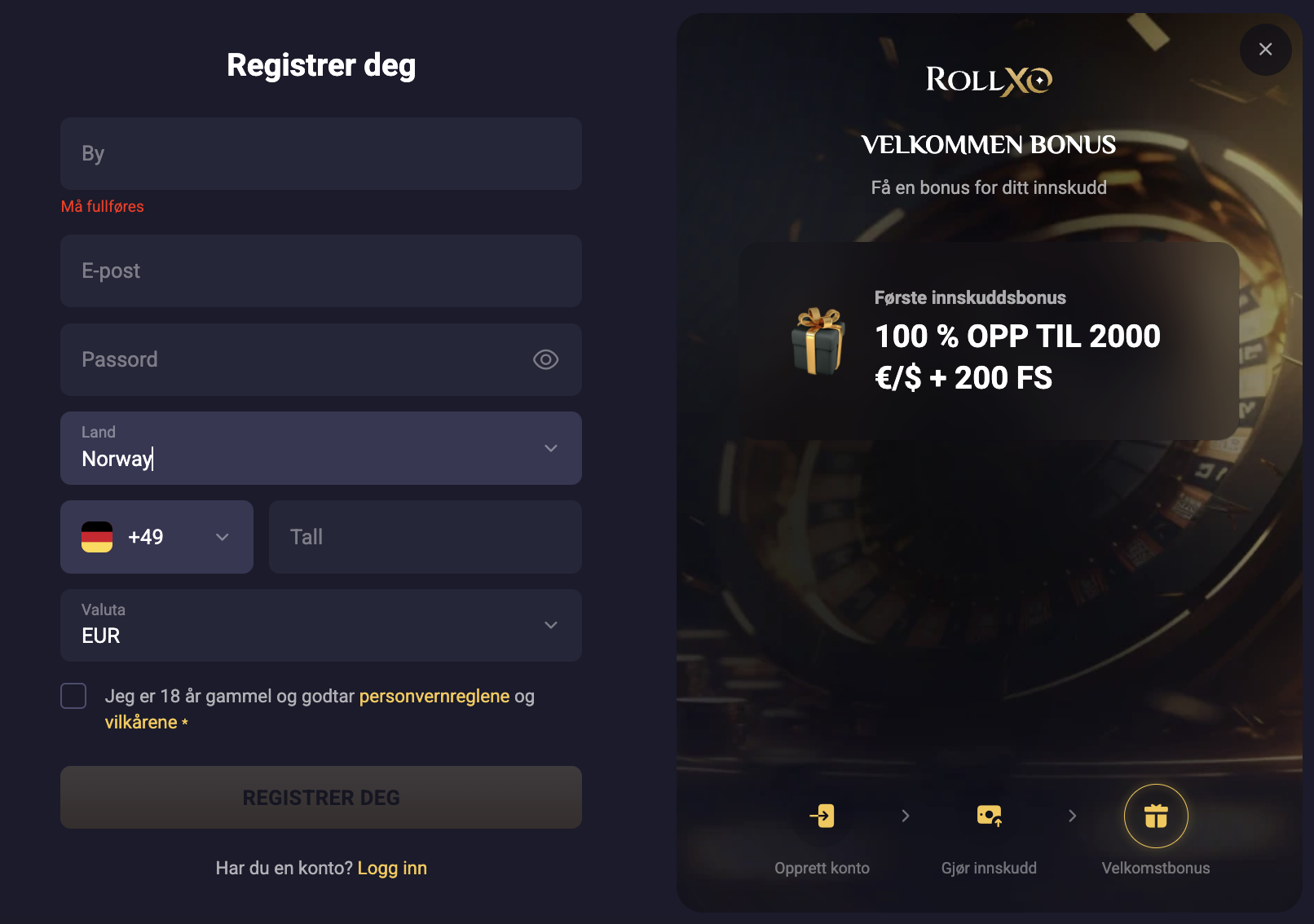 mobil APK RollXO Casino for iPhone og Android